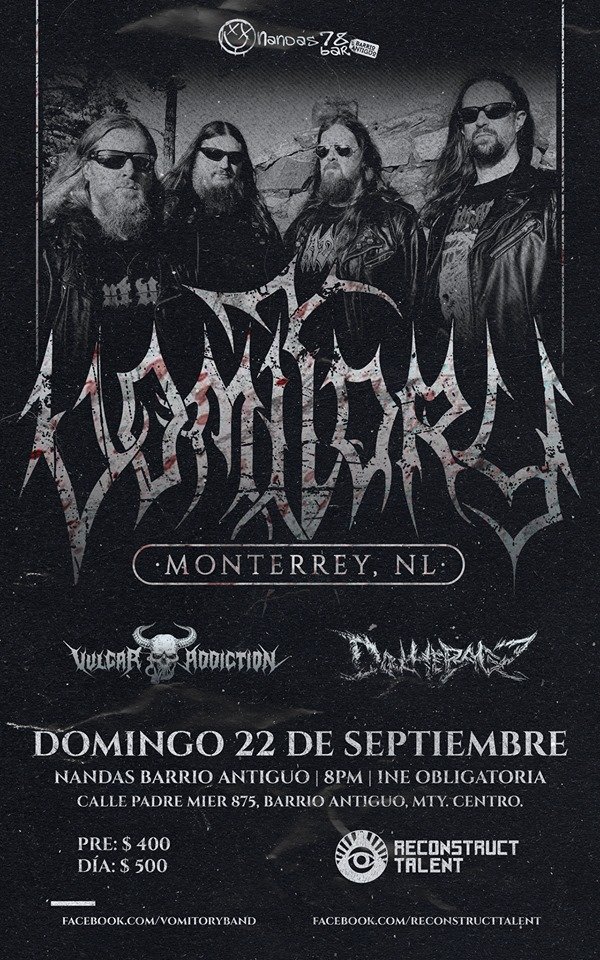 mty 1 Vomitory llegará por primera vez a Latinoamérica Summa Inferno | Metal + Rock & Alternative Music