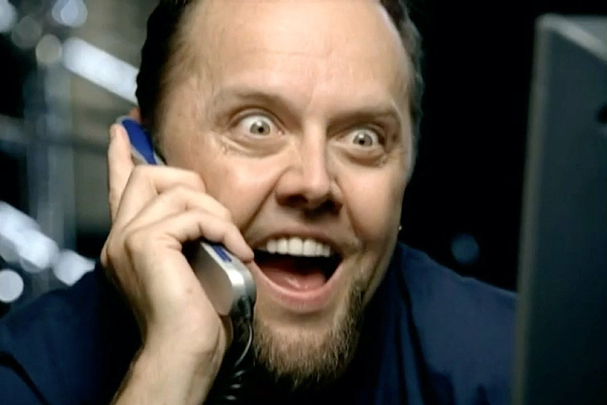 attachment metallica aol commercial video screenshot lars ulrich phone funny face