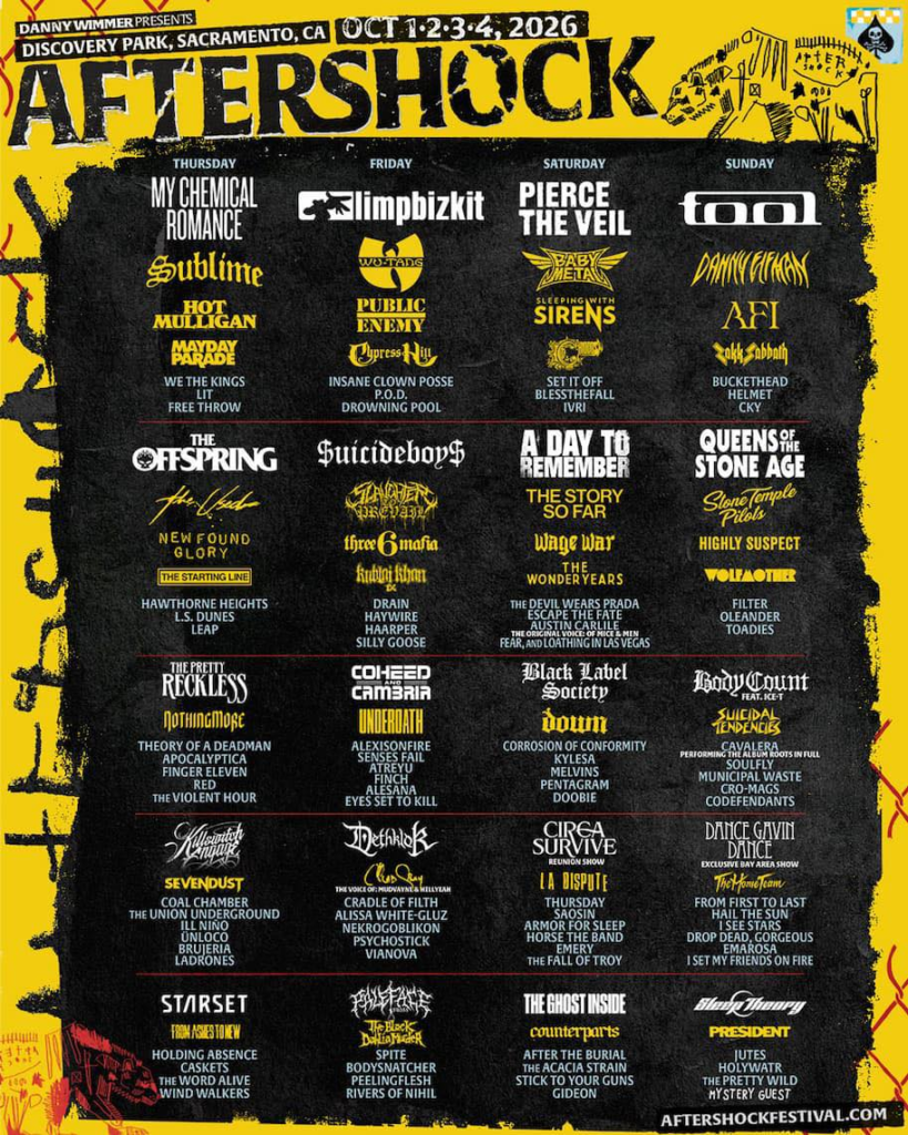 Aftershock 2026 revela su cartel con TOOL, My Chemical Romance y Limp Bizkit como headliners 9 image