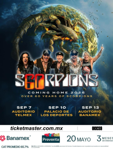 Scorpions confirmó oficialmente su esperado regreso a México como parte de su gira internacional por el 60 aniversario de la banda. El histórico grupo alemán de hard rock ofrecerá tres conciertos en septiembre de 2026, visitando Guadalajara, Ciudad de México y Monterrey. Boletos disponibles a través de Ticketmaster.