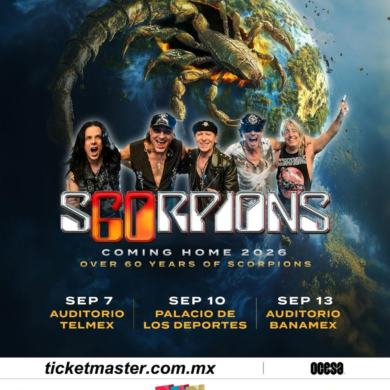 Scorpions confirmó oficialmente su esperado regreso a México como parte de su gira internacional por el 60 aniversario de la banda. El histórico grupo alemán de hard rock ofrecerá tres conciertos en septiembre de 2026, visitando Guadalajara, Ciudad de México y Monterrey. Boletos disponibles a través de Ticketmaster.